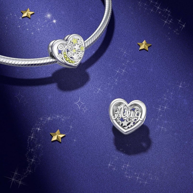 DALARAN Birthstone Charms for Charms Bracelet 925 Sterling Silver Heart Bead Happy Birthday Charms for Women - Image 3